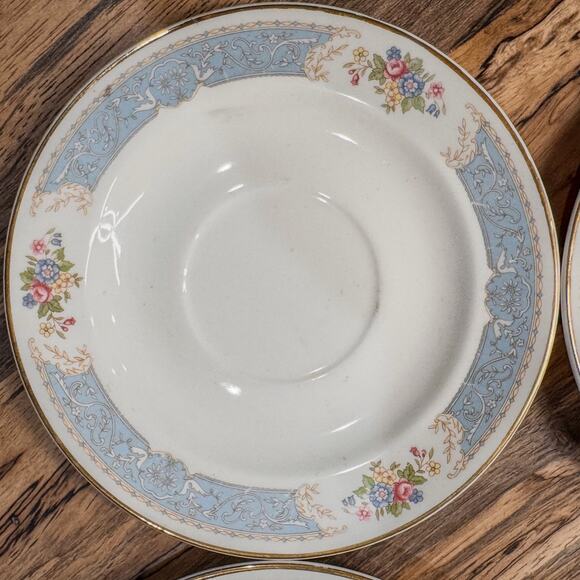 1939 Edwin Knowles-Blue Dawn Collection, Semi-Vitreous, Saucers, 6”, Set of 4 - Picture 2 of 10